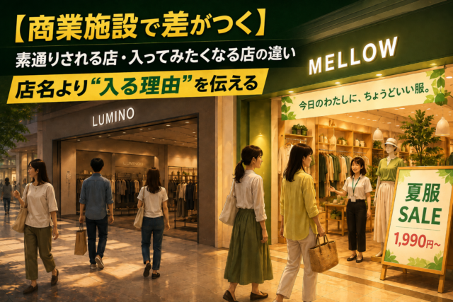 商業施設で差がつく店名よりも選ぶ理由を伝える